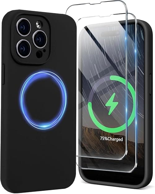Magnetic for iPhone 15 Pro Max Case [Compatible with MagSafe][Screen Protector][Soft Microfiber Lining] Magnetic Silicone Phone Cover for iPhone 15 Pro Max (Black, iphone 15 Pro Max) على Amazon.ae - متتبع الأسعار