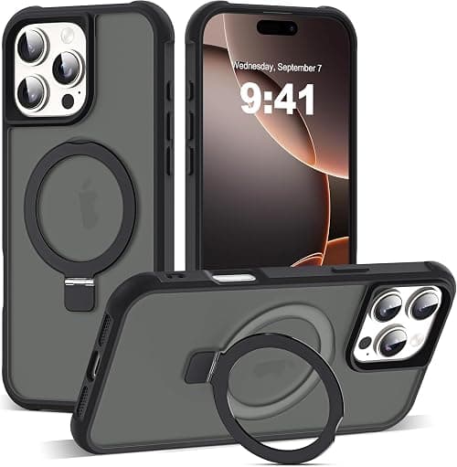 ELEPIK for iPhone 16 Pro Max Case with Adjustable Ring Stand, [Compatible with MagSafe] [Wireless Charging Compatible] Military Grade Magnetic Protective Phone Cover for iPhone 16 Pro Max, Black على Amazon.ae - متتبع الأسعار
