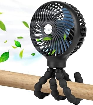Portable Mini Handheld Stroller Fan, 2000mAh Personal Portable Car Seat Baby Fan with Flexible Tripod,USB or Battery Powered Desk Fan with Adjustable 3 Speeds (Black) على Amazon.ae - متتبع الأسعار