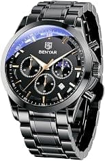 BY BENYAR Mens Watches BY BENYAR Chronograph Analog Quartz Movement Stylish Sports Designer Wrist Watch 30M Waterproof Elegant Gift for Men - Best Deal Finder