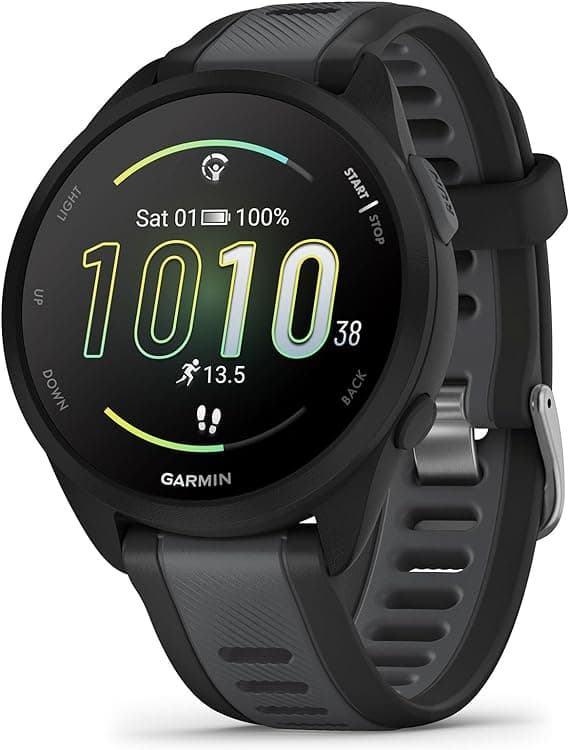 GARMIN Runners Smartwatch Forerunner 165 Music Black/Slate Grery | 1.2″ Colorful Amoled Touchscreen Display and Upto 11 Days of Battery Life on Amazon.ae - Price Tracker