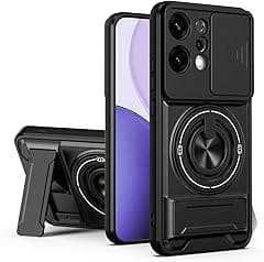 Cover Compatible with Realme 15 5G,Compatible with Realme 15 Pro 5G Car Magnetic Mount Camera Sliding Window Anti-drop 2 in 1【PC+TPU】Ring holder Kickstand Case Black - Amazon.ae Price Tracker