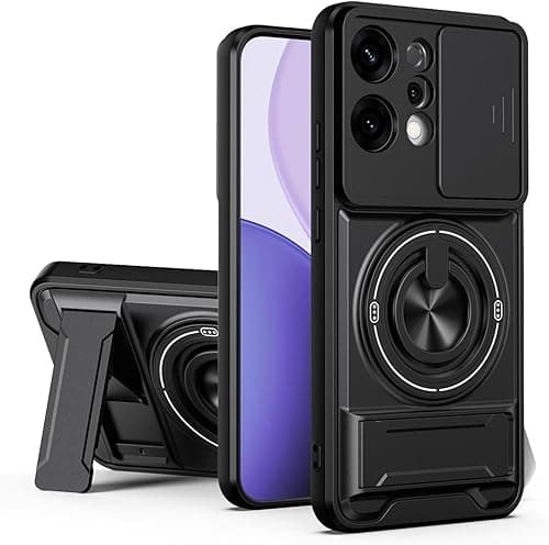 Cover Compatible with Realme 15 5G,Compatible with Realme 15 Pro 5G Car Magnetic Mount Camera Sliding Window Anti-drop 2 in 1【PC+TPU】Ring holder Kickstand Case Black on Amazon.ae - Price Tracker