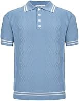 OXKNIT Men’s Knitted Vintage Polo Shirt, 1960s Mod Style Retro Polo Textures Shirt with Double Line Neck - Best Deal Finder