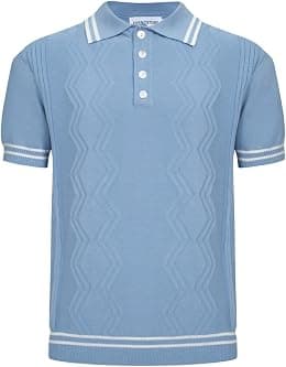 OXKNIT Men’s Knitted Vintage Polo Shirt, 1960s Mod Style Retro Polo Textures Shirt with Double Line Neck - Best Deal Finder