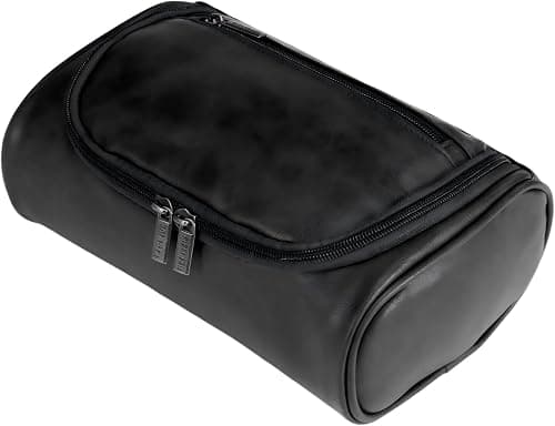 KASTWAVE Toiletry Bag for Men, Premium Quality Durable and Stylish Travel Organizer, Waterproof Leather Dopp Kit for Men, Toiletries Accessories, for Travel, Grooming and Personal Care (Black) on Amazon - Best Deal Finder