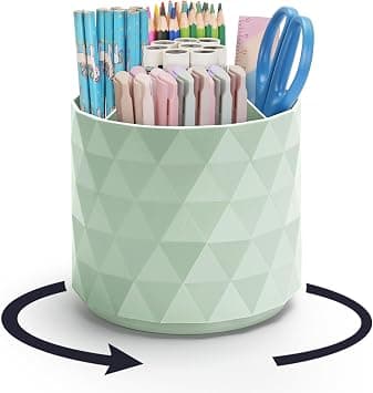 minimaliving Desk Organizer,Sparkling Diamond-like Pen Holder for Desk 360°Rotating Office Desk Accessories,Pencil Cup with 5 Compartments Storage Box Caddy for Office,School,Home,Art Supply(Green) - Amazon.ae Price Tracker