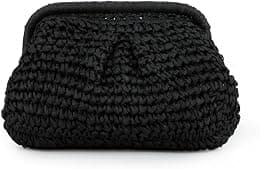 Emprier Straw Clutch Purse for Women Cloud Dumpling Pouch Straw Crossbody Shoulder Handbag Summer Beach Woven Bag - Best Deal Finder