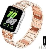 Compatible for Samsung Galaxy Fit 3 Watch Band, Women No Gap Metal Bling Jewelry Replacement Galaxy Fit3 Strap Bracelet Wristband for Galaxy Fit3 SM-R390 Smartwatch - Best Deal Finder