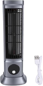 Goshyda Tower Fan Bladeless, Quiet Rechargeable Fan for Bedroom, Vertical Horizontal Standing with Detachable Base, Portable Low Noise 30dB USB C for Office Desk Camping Travel on Amazon.ae - Price Tracker
