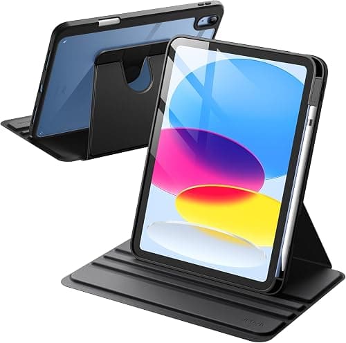 JETech 360° Rotating Case for iPad (A16) 11th/10th Gen, Black | Cover for 2025/2022 Model, Multi-Angle Stand, Clear Back, Auto Wake/Sleep, Pencil Holder, Full Protection على Amazon.ae - متتبع الأسعار