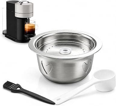 B4 150ml Gran Lungo Reusable Coffee Pod | 304 Stainless Steel Lid, Heart-Embossed Body, Compatible with ENV150, ENV135, Next, Pop, Up, Plus & GCA1 على Amazon.ae - متتبع الأسعار