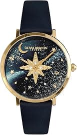 Olivia Burton Analogue Quartz Watch for Women Celestial Nova Collection with Leather Strap Gold Stainless Steel Bracelet - Best Deal Finder