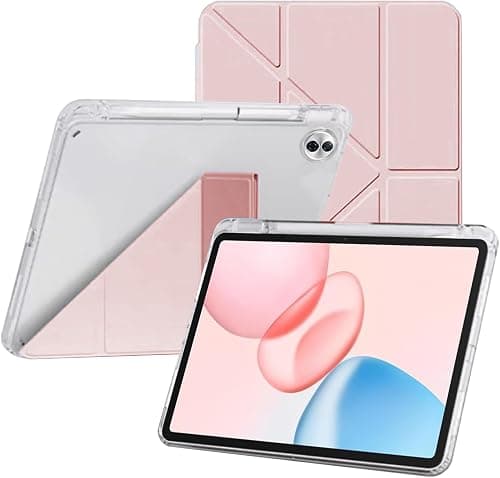 Compatible for Honor Pad 10 (12.1 inch/ 2025 Model), Y-Folding Leather Case with Pencil Holder, Transparent Acrylic Back Shell Protective Cover, Auto Wake & Sleep (Pink) on Amazon.ae - Price Tracker