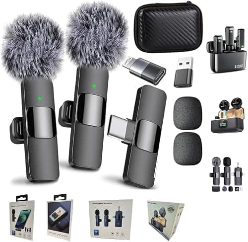 Cybrixus 2 Pack Wireless Lavalier Microphone for iPhone iPad, Lapel Mics Plug-Play 2.4G Ultra-Low Delay Built-in Noise Reduction Chip 8H Working Time for Video Recording Interview Podcast Vlog YouTube on Amazon.ae - Price Tracker