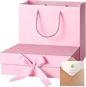 THMINS Magnetic Pink Gift Box 27x19x8 cm,Empty Large Gift Box for Women Surprise,Gift Card Boxes with Ribbons Foldable for Christmas Valentines Wedding Gifts Packaging……… on Amazon.ae - Price Tracker