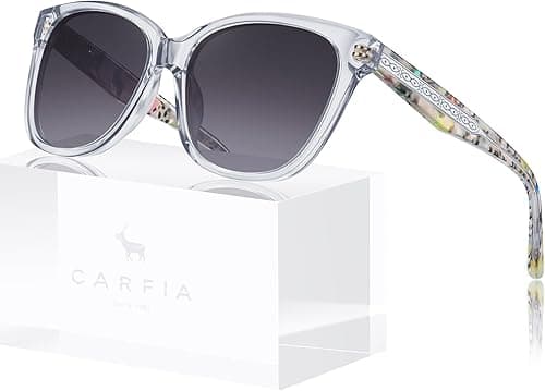 CARFIA Square Polarized Sunglasses for Women UV Protection, Italian Design Retro Embossed Pattern Wire Core Driving Shades on Amazon.ae - Price Tracker