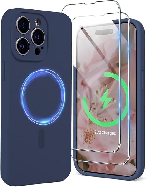 Magnetic for iPhone 12 Case [Compatible with MagSafe][Screen Protector][Soft Microfiber Lining] Magnetic Silicone Phone Cover for iPhone 12 (Navy Blue, iphone 12) على Amazon.ae - متتبع الأسعار