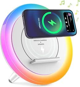 ميكنج تيك مكبر صوت بلوتوث باضاءة ليلية، حامل شاحن لاسلكي، مصباح LED للموسيقى، مصباح بلوتوث عصري متغير اللون، افضل هدايا للبنات والاولاد المراهقين/هدايا الكريسماس للمراهقين (6.6 انش) - دليلك لأفضل العروض