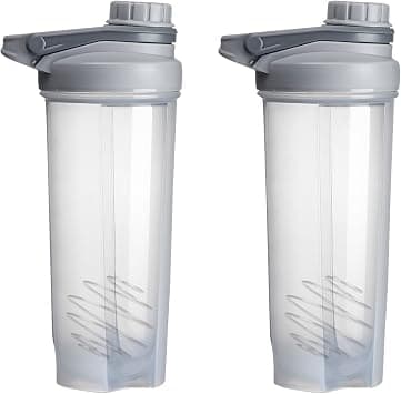 Fitness Shaker Bottle - Classic Protein Shaker, BPA Free, Professional Sports Cup, Fashionable Portable Plastic Water Bottle for Exercise - 24 OZ, Clear على Amazon.ae - متتبع الأسعار
