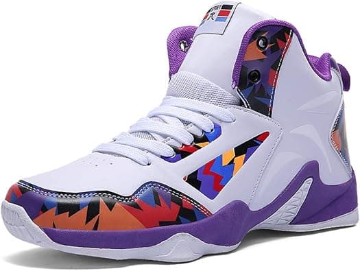 WILTENA Unisex Lifestyle High-top Womens Anti-Slip Basketball Shoes Mens Sports Running Walking Sneakers Black-Purple Size on Amazon.ae - Price Tracker