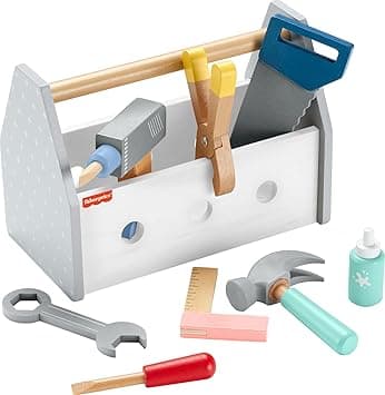 Fisher-Price Pretend Playset Wooden Tool Box with Toy Drill, 9 Wood Pieces for Preschool Kids Ages 3+ Years - Amazon.ae Price Tracker