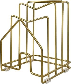 Chopping Board Rack Cutting Board Holder 304 Stainless Steel Pot Lid Organizer Inside Under Cabinet Pot Cover Cookie Sheet Bakeware Serving Tray Cooling Rack Stand Kitchen Countertop Matte Gold on Amazon.ae - Price Tracker