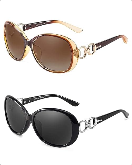 FIMILU 2 Pack Polarized Sunglasses for Women Retro Stylish Jackie O Sunglasses UV400 Protection for Outdoors on Amazon.ae - Price Tracker