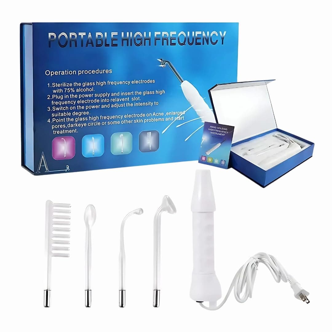 Portable High Frequency Facial Machine with 4 Glass Electrodes – Professional Skin Therapy Device, Acne Treatment, Wrinkle Reduction, Skin Tightening, Scalp Hair Growth on Amazon.ae - Price Tracker