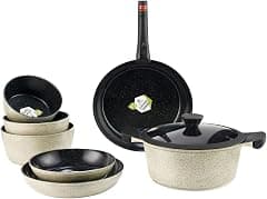 LAGUIOLE, 9 Piece Kitchen Set, Jade Model, Aluminium with Non-Stick Ceramic Coating, Removable Handle, Compatible with All Heat Sources, Stackable, Green, 28 cm - Amazon.ae Price Tracker
