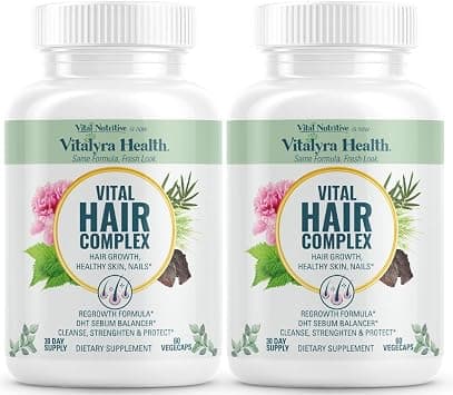 Vital Hair Complex - Hair Growth Vitamins for Women & Men - Biotin & Vitamin B - Hair Supplement for Healthy Hair, Skin & Nails - Hormone & Gluten-Free - Hair Vitamins for Women (60 Count, Pack of 2) على Amazon.ae - متتبع الأسعار
