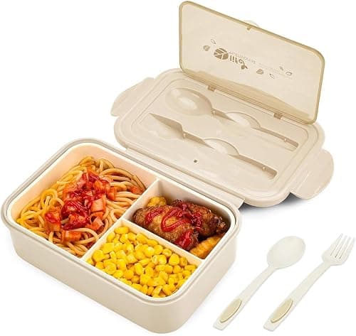 Lunch Box, JOZUTTOW Leakproof Bento Box for Kids Adults, Food Container with 3 Compartments and Cutlery Set, BPA Free, Microwave and Dishwasher Safe Meal Prep Containers(Khaki) on Amazon.ae - Price Tracker
