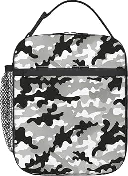 Miaoquhe Black Camo Reusable Lunch Bags for Men Women Boys Girls Bento Lunch Box for Kids Black Grey White Camo Portable Adult LunchBox Insulated Tote Bags for School Office Work Picnic على Amazon.ae - متتبع الأسعار