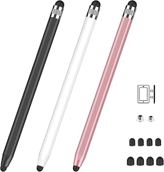 MEKO Stylus Pens for Touch Screens, Universal Tablet Pen Capacitive 2 in 1 Stylus for iPhone/iPad/pro/Mini/Air/Samsung/Tablet (Black+White+Rose Gold) - Best Deal Finder