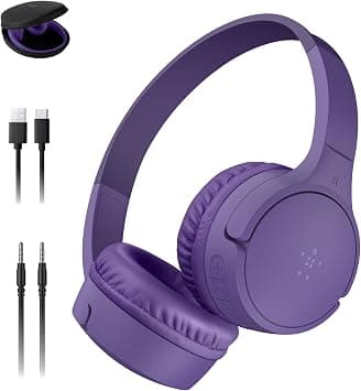 Belkin SoundForm Mini - Wireless Bluetooth Headphones for Kids with 30H Battery Life, 85dB Safe Volume Limit, Built-in Microphone - Kids On-Ear Earphones for iPhone, iPad, & More - Purple w/Case on Amazon.ae - Price Tracker