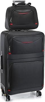 MOTIM 2-piece Set Softside Carry-On Spinner Suitcase, Large Capacity Wear-resistant Oxford Fabric Travel Luggage Set for Unisex Travel, Black (20-inch) on Amazon.ae - Price Tracker