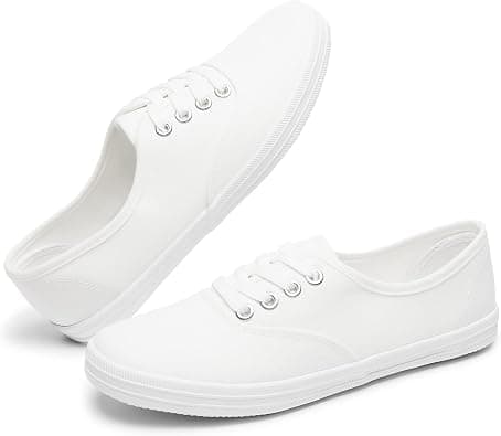 TUOPIN Womens White Canvas Sneakers Low Top on Amazon.sa - Price Tracker