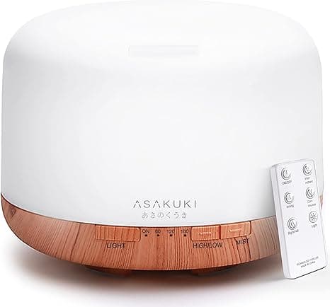 ASAKUKI 500ml Premium, Essential Oil Diffuser with Remote Control, 5 in 1 Ultrasonic Aromatherapy Fragrant Oil Humidifier Vaporizer, Timer and Auto-Off Safety Switch on Amazon.ae - Price Tracker