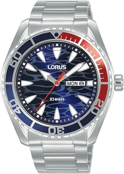 LORUS Men's Analogue Quartz Watch with Stainless Steel Strap, Silver/Blue on Amazon.ae - Price Tracker