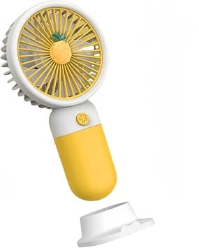 Mini Portable Handheld Fan, Cute Fruit Design Compact USB Fan, Rechargeable Fan with Detachable Stand, Quiet Desktop Cooling Fan for Travel, Office, and Outdoor Personal Fan (Pineapple Yellow) على Amazon.ae - متتبع الأسعار