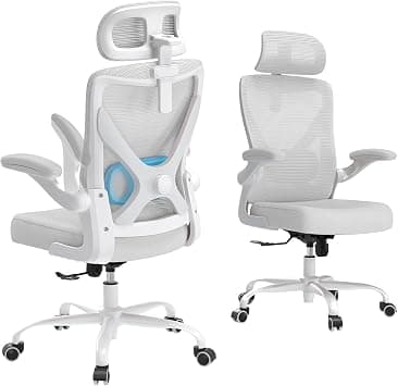Ergalithic Office Chair - Ergonomic Office Chair Home Office Desk Chair - Gaming Chair Computer X-Shaped Chair Mesh with Adjustable Lumbar Support with Headrest Flip-Up Arms for Long Hours (White) on Amazon.ae - Price Tracker
