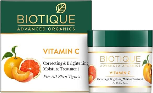 Biotique Vitamin C Correcting and Brightening Non Greasy Face Cream for All Skin Types, 50g | Younger Looking Nourished & Bright SLS Paraben Free - Best Deal Finder