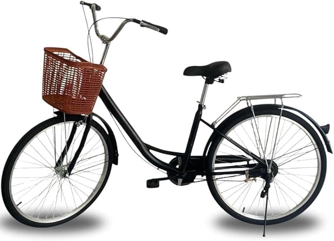 City Bike Ladies' 26-inch Single Speed | Classic Cruiser Bicycle with Front Basket | Black Urban Commuter on Amazon.ae - Price Tracker