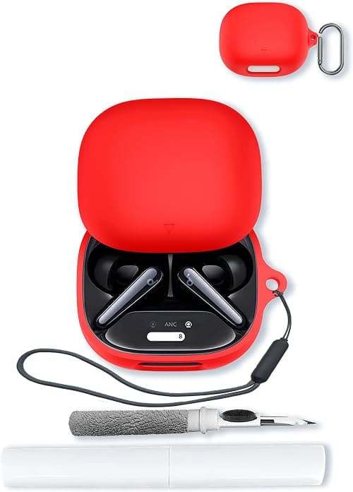 Case for Soundcore Liberty 4 Pro by Anker Noise Cancelling Wireless Earbuds,Soft Protective,Shockproof, BOVUGAC Silicone Case Cover with Keychain & Cleaning Kit & Lanyard-Red على Amazon.ae - متتبع الأسعار