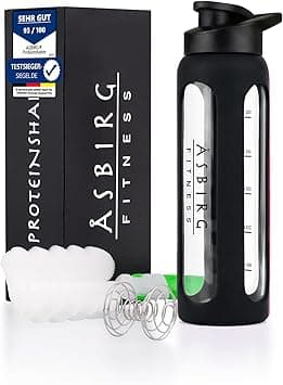 Fitness | Glass Protein Shaker | Protein Shaker | Drinking Bottle | with Spiral Ball | Black - Amazon.ae Price Tracker