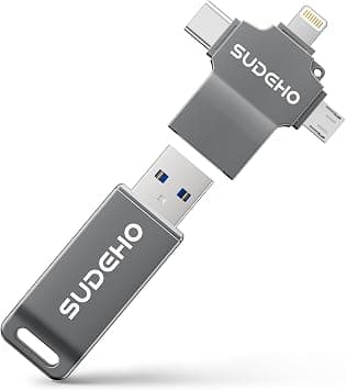 SUDEHO MFi USB Flash Drive 512GB for iPhone 4 in 1 Metal Memory Stick Black | USB 3.0 High Speed Flash Drive for iPad, Android, PC, Mac, Backup Photos, Videos, Music, Plug and Play على Amazon.ae - متتبع الأسعار