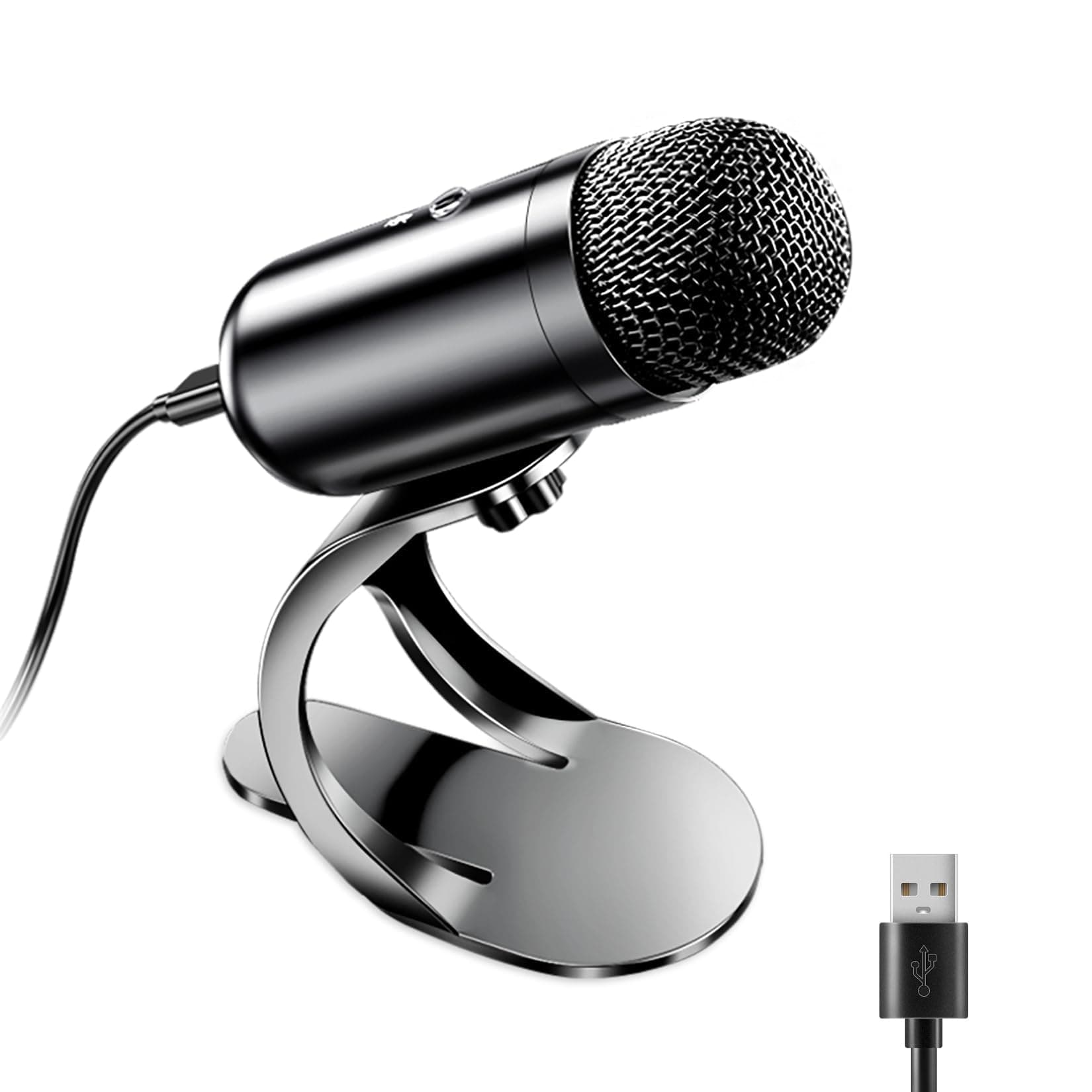 USB Computer Microphone, Omnidirectional Condenser Podcast Mic for Recording and Streaming, Desktop Microphone with Mute Button and Volume Control, Plug & Play Stand for PC, Laptop, Mac, YouTube on Amazon.ae - Price Tracker