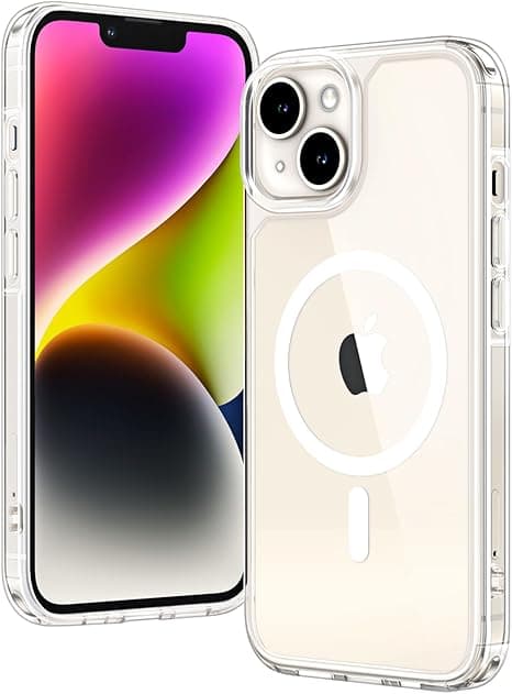 TAURI for iPhone 14/13 Case, Compatible with MagSafe, Military-Grade Protection, [Anti-Yellowing] Shockproof Transparent Back Magnetic Phone Cover - Clear on Amazon.ae - Price Tracker