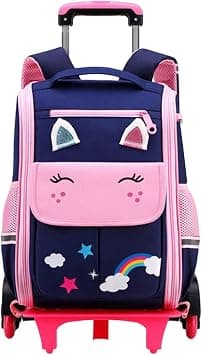 Rolling Backpack | Adjustable Kids Rolling Backpack | Cartoon Luggage Trolley Case Large Capacity 2-in-1 Wheeled School Bag for Girls Boys on Amazon.ae - Price Tracker