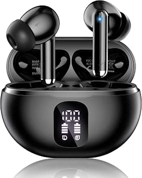 Wireless Earbuds, Bluetooth 5.4 Headphones with 50H Playback, Deep Bass Stereo Ear Buds Clear Calls with LED Power Display, IPX7 Waterproof, in-Ear Earphones with Mic for Phone/Android/iPad, Black - Best Deal Finder